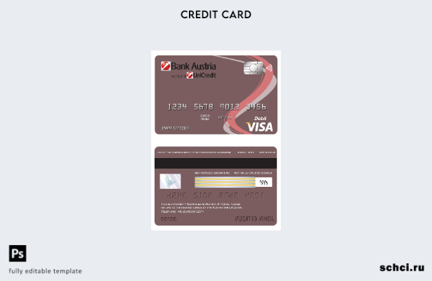 цифровая загрузка шаблона карты Austria Bank Austria Visa
